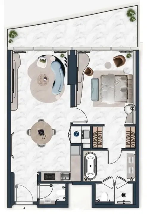 1 BR floor plan