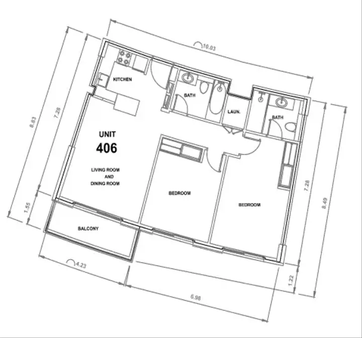 2 BR floor plan
