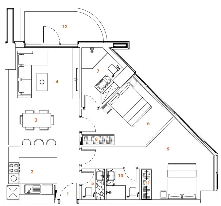 2 BR floor plan