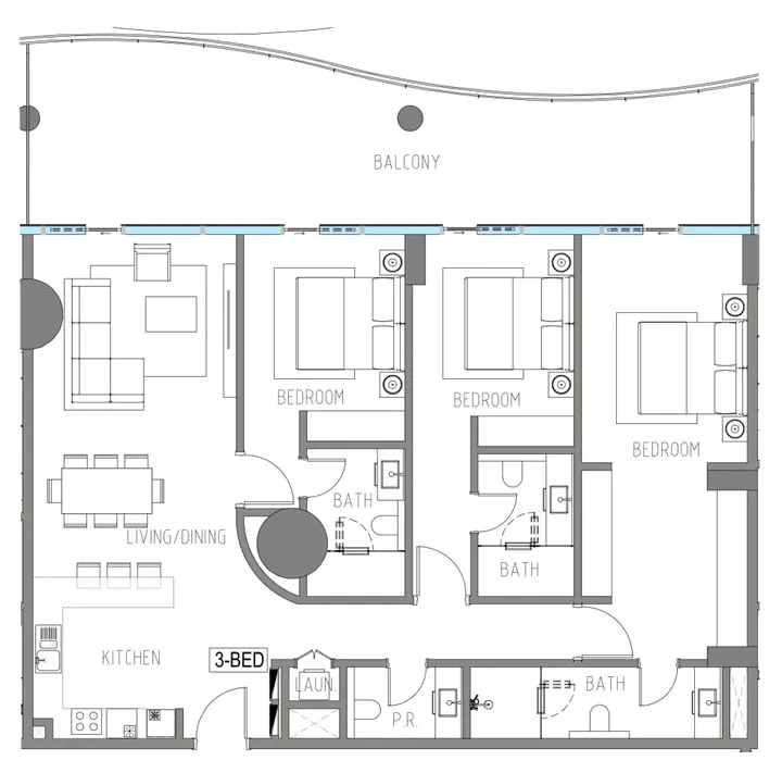 3 BR floor plan