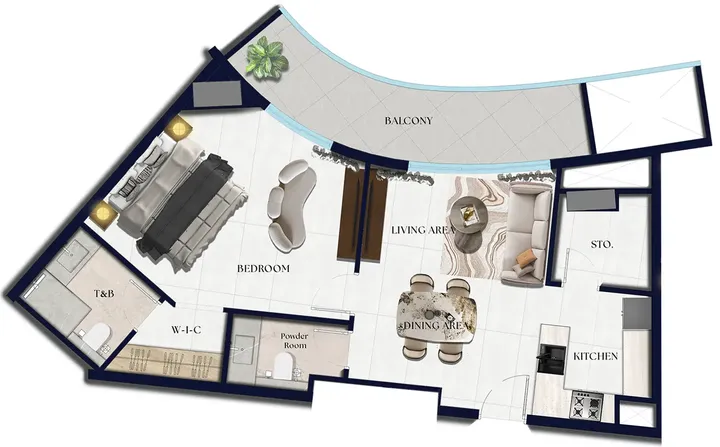 1 BR floor plan