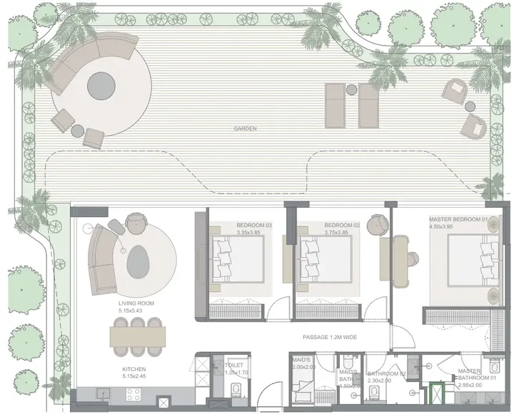 3 BR floor plan
