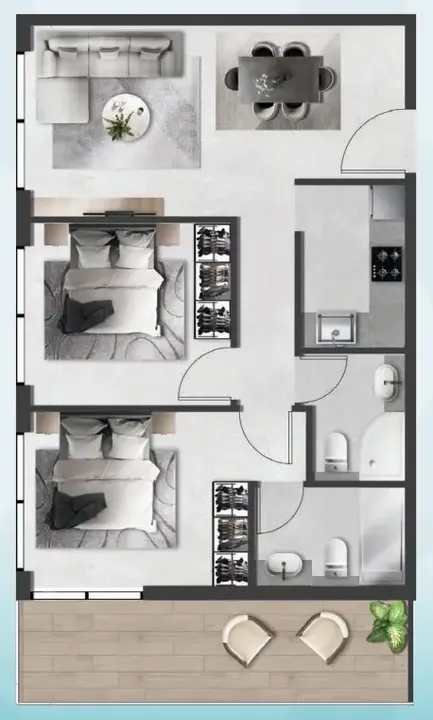 2 BR floor plan