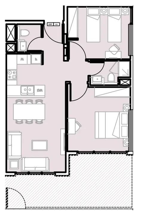 2 BR floor plan