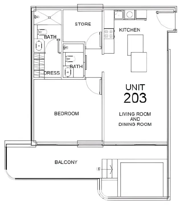 1 BR floor plan