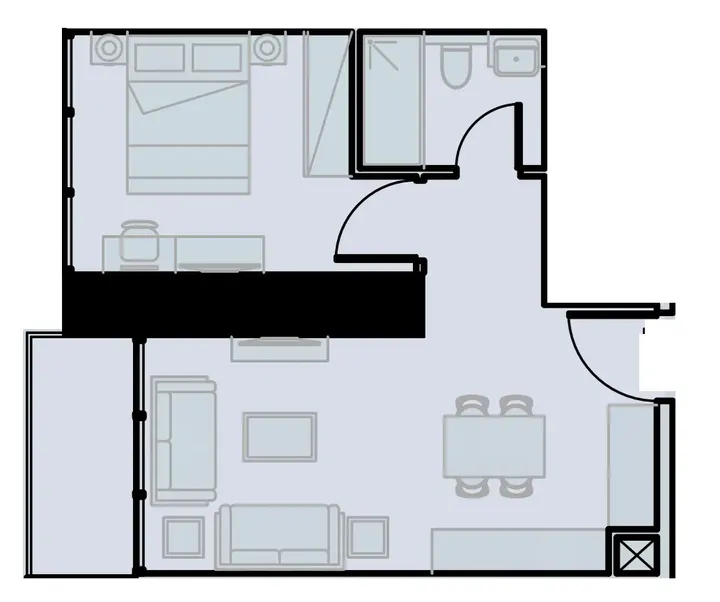1 BR floor plan