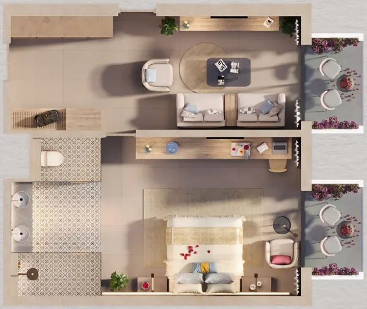 1 BR floor plan
