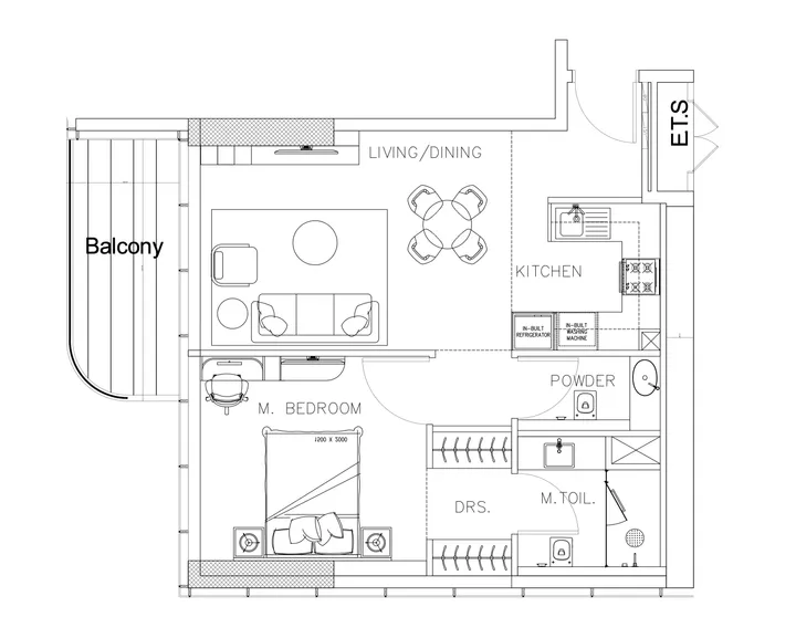 1 BR floor plan