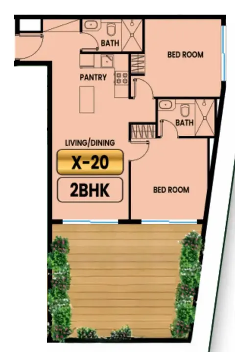 2 BR floor plan