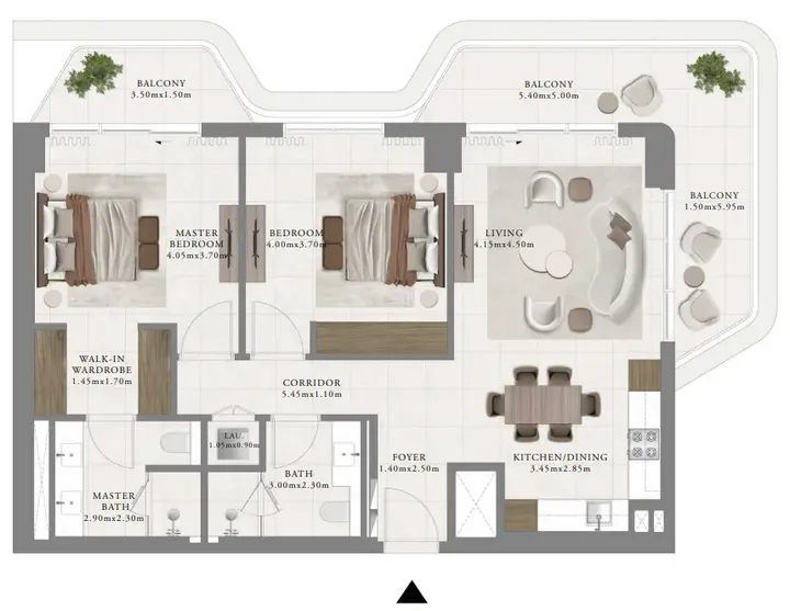 2 BR floor plan
