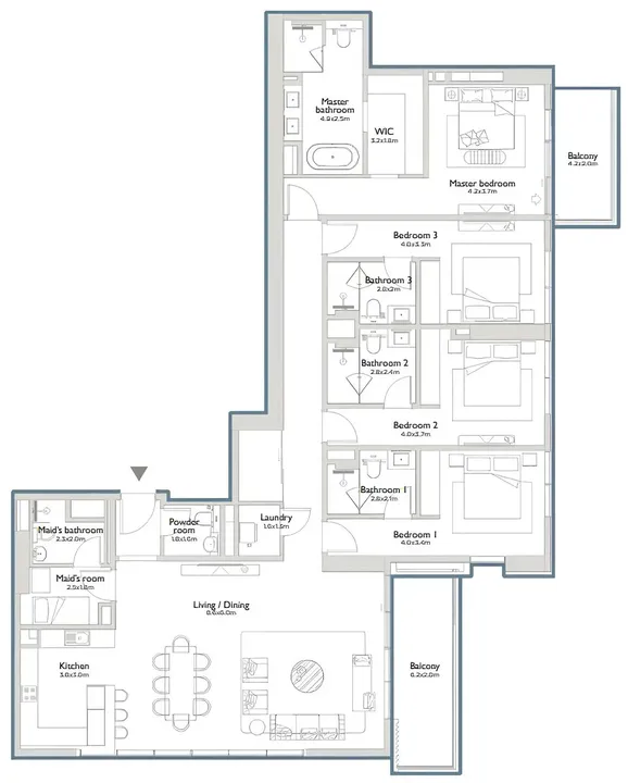4 BR floor plan