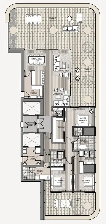 3 BR floor plan