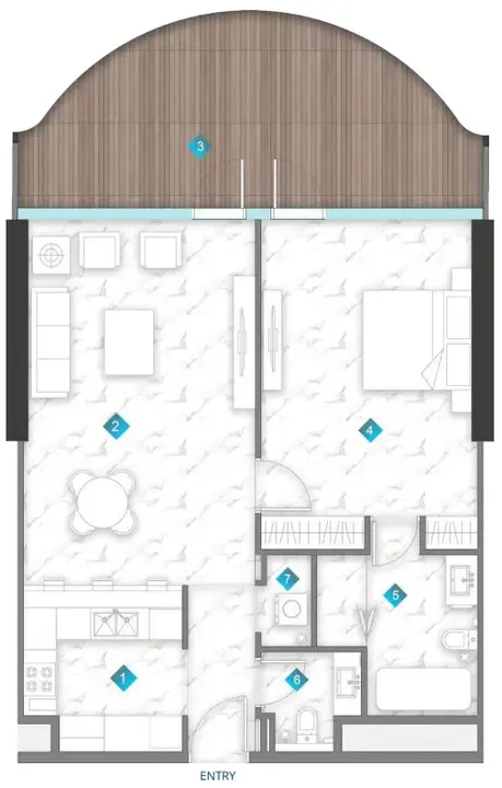 1 BR floor plan