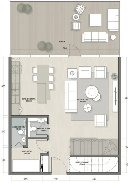 2 BR floor plan
