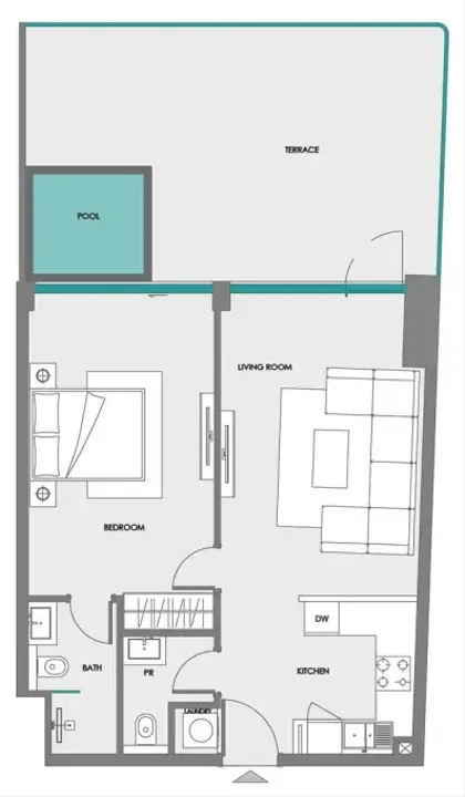 1 BR floor plan