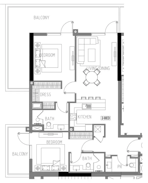 2 BR floor plan