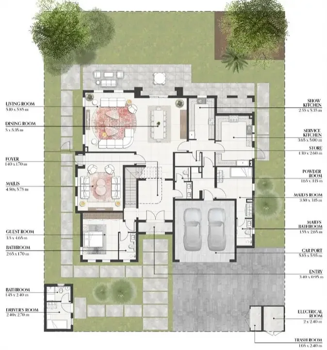 6 BR floor plan