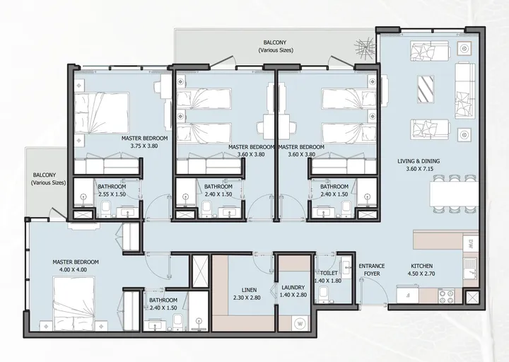 4 BR floor plan