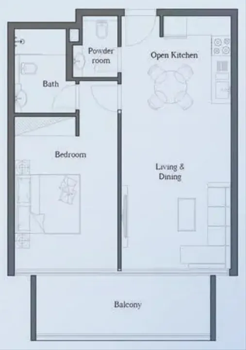 1 BR floor plan