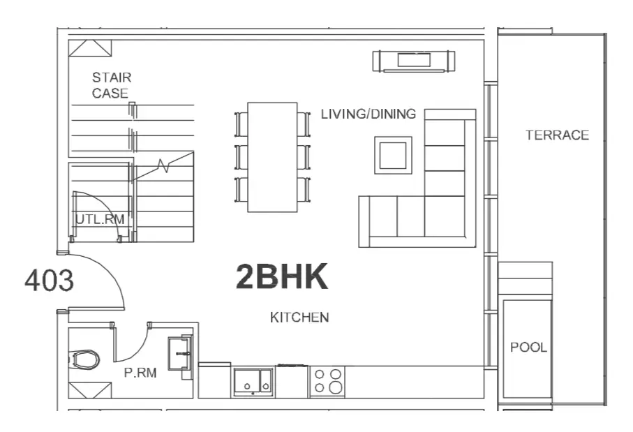 2 BR floor plan
