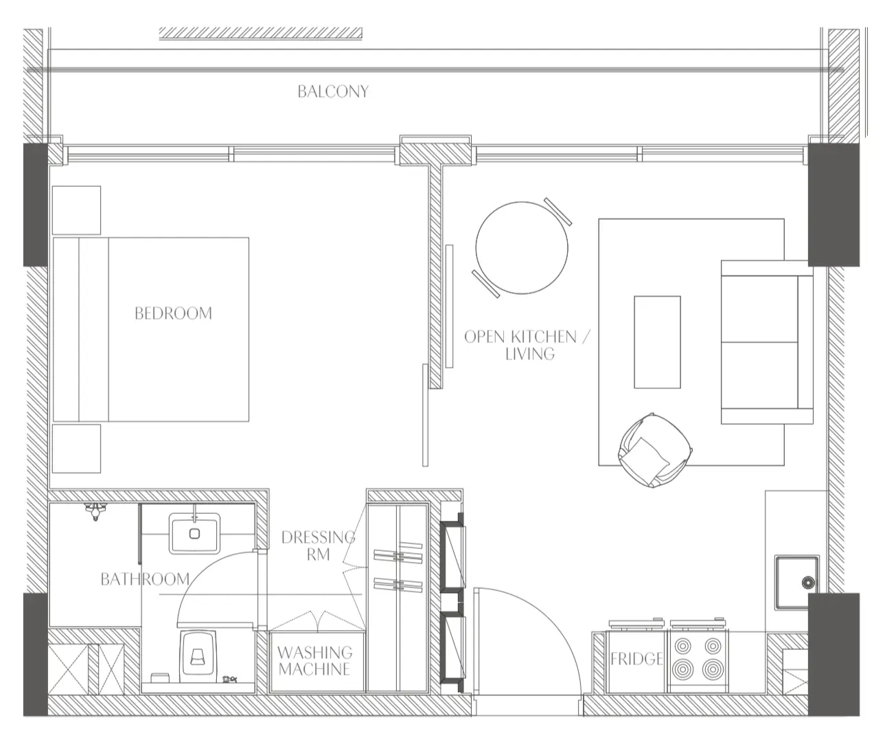 1 BR floor plan