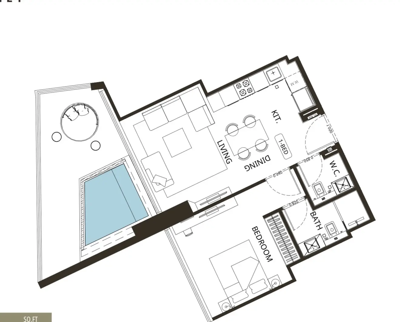 1 BR floor plan
