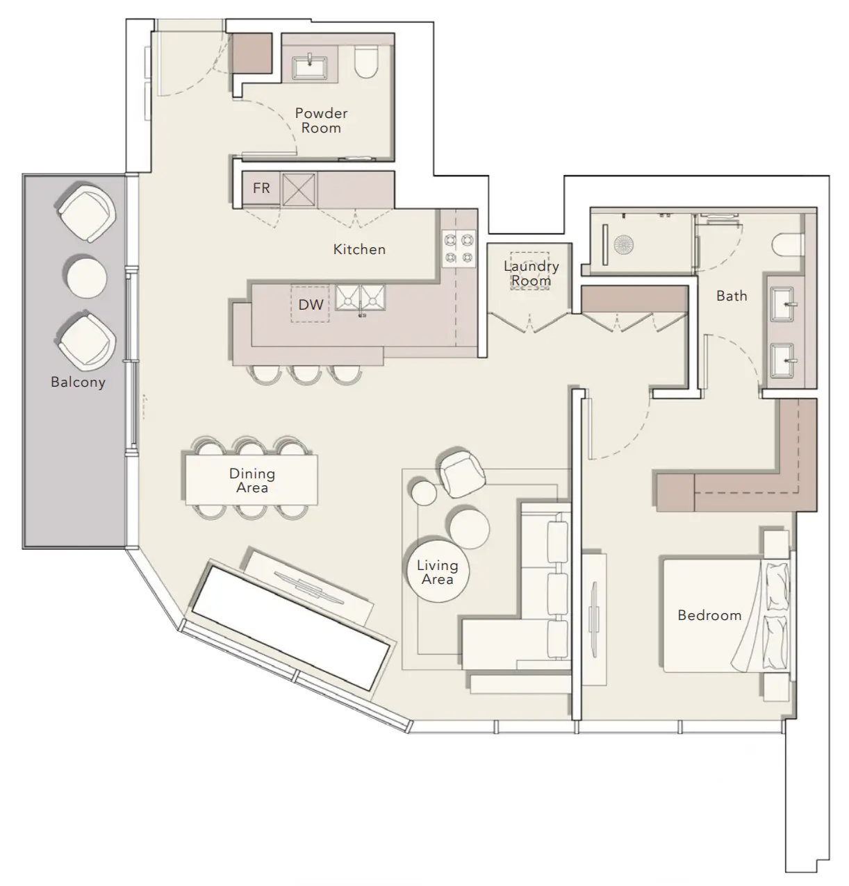 1 BR floor plan