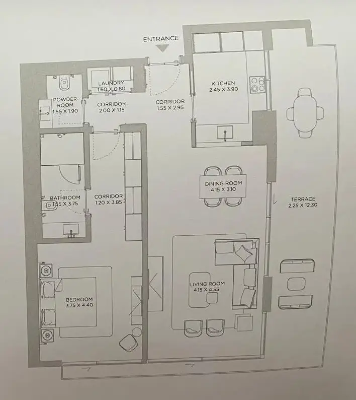 1 BR floor plan
