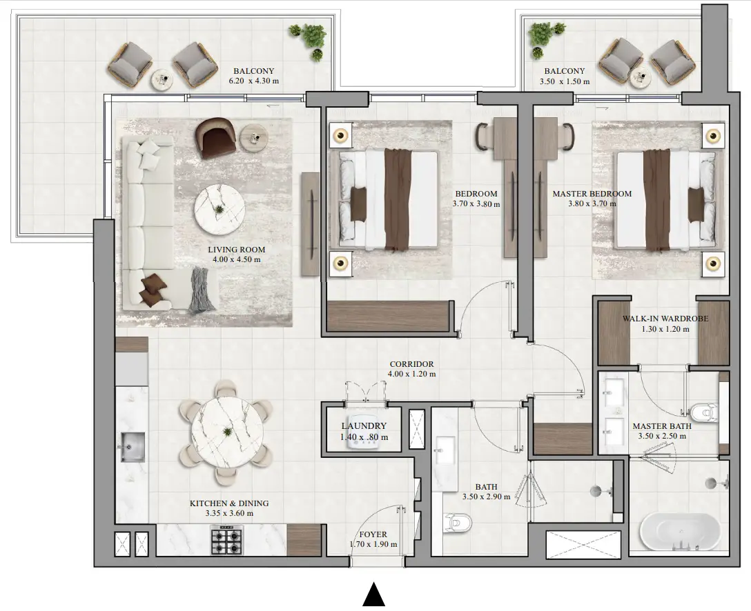 2 BR floor plan