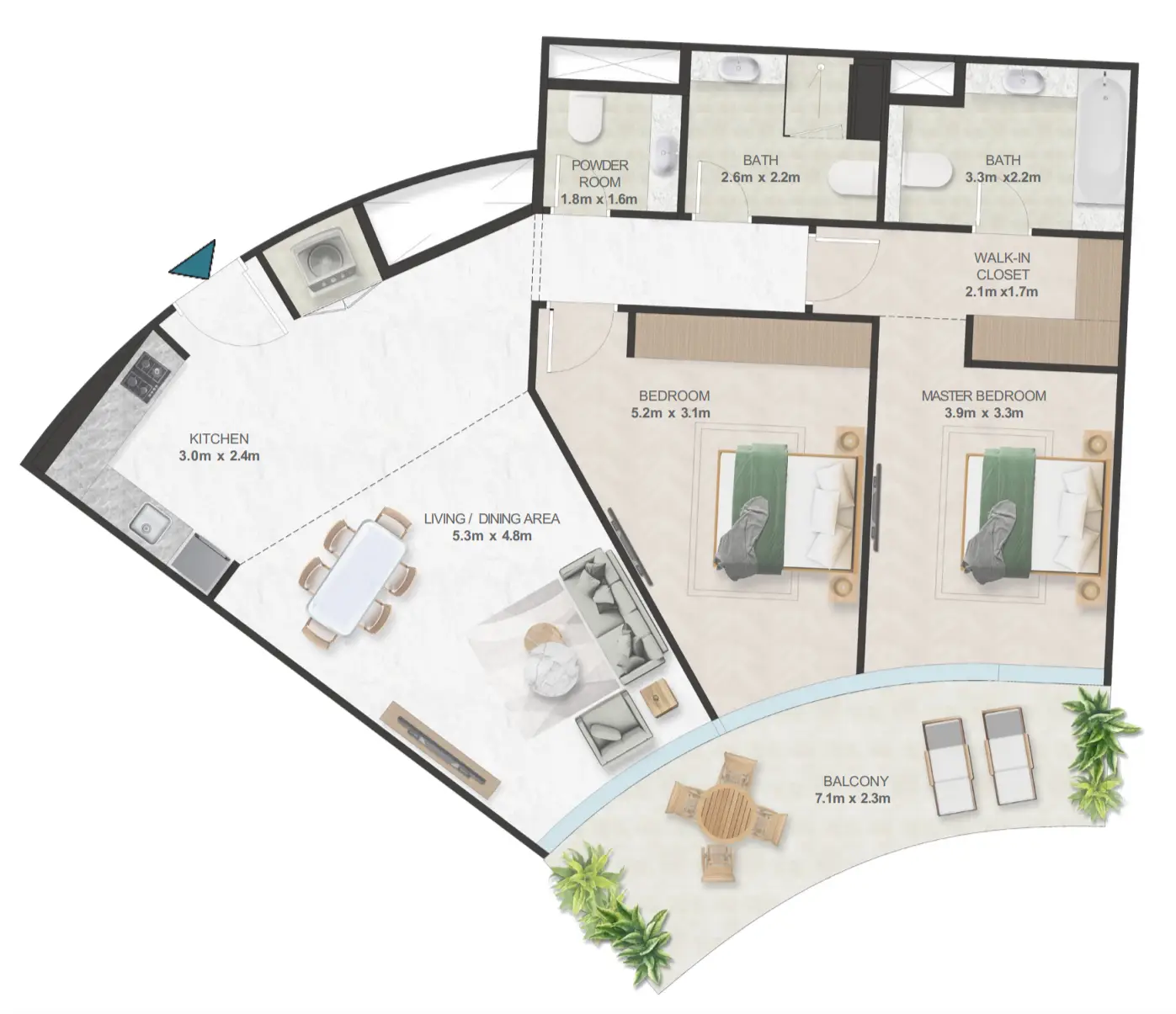 2 BR floor plan