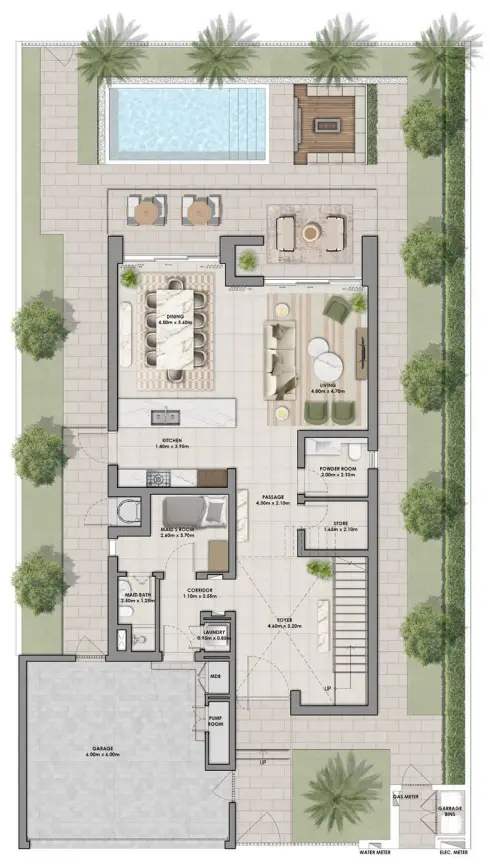 3 BR floor plan