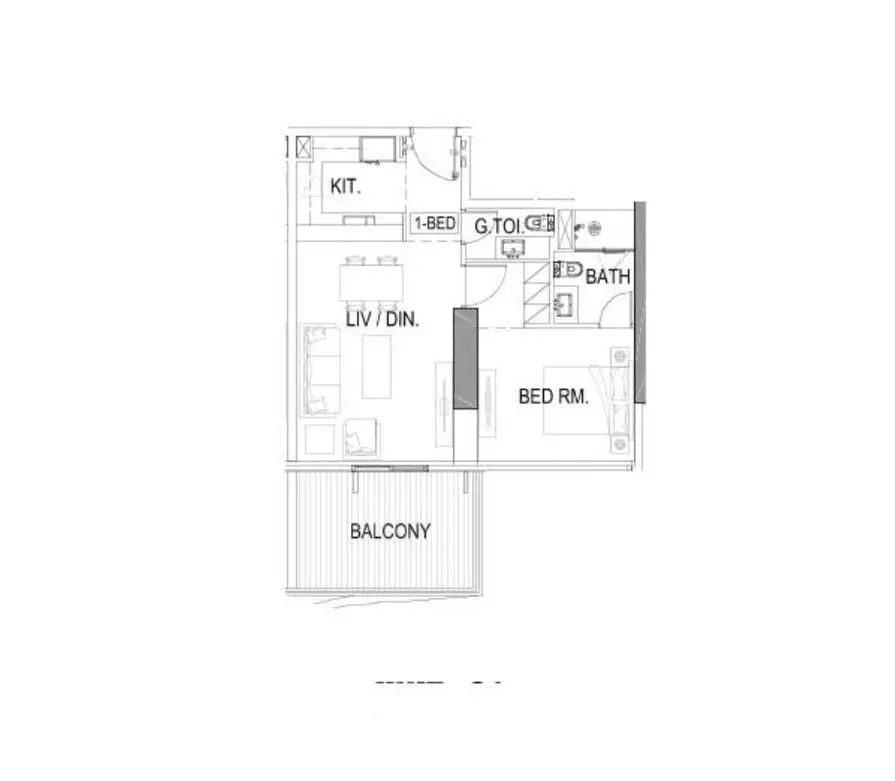 1 BR floor plan