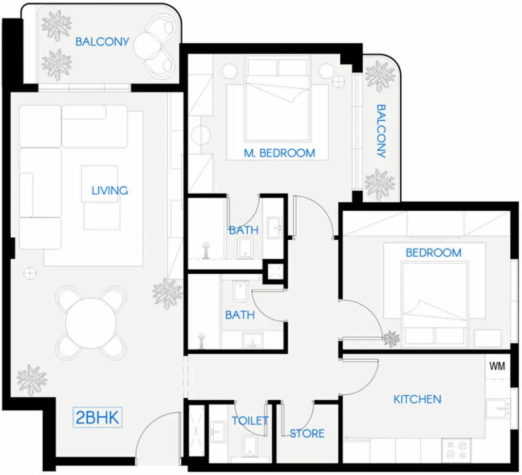 2 BR floor plan