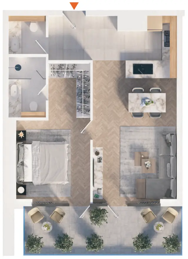 1 BR floor plan