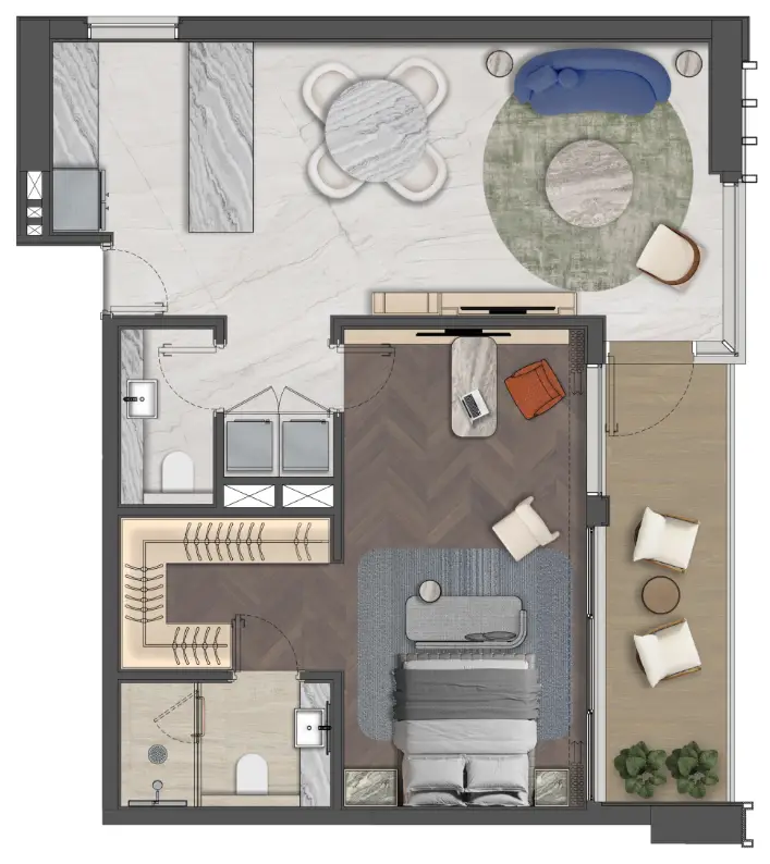 1 BR floor plan