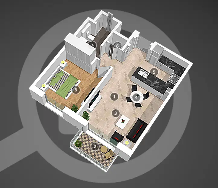 1 BR floor plan