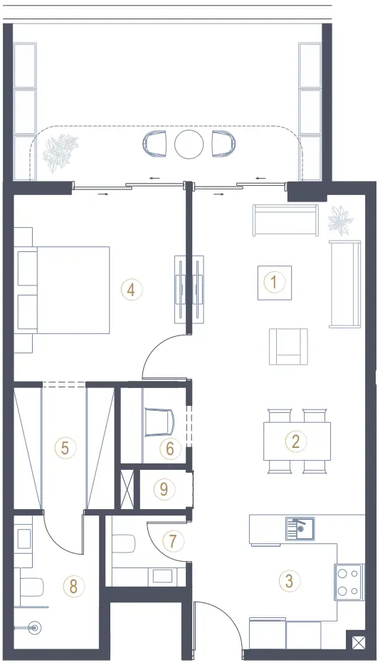 1 BR floor plan