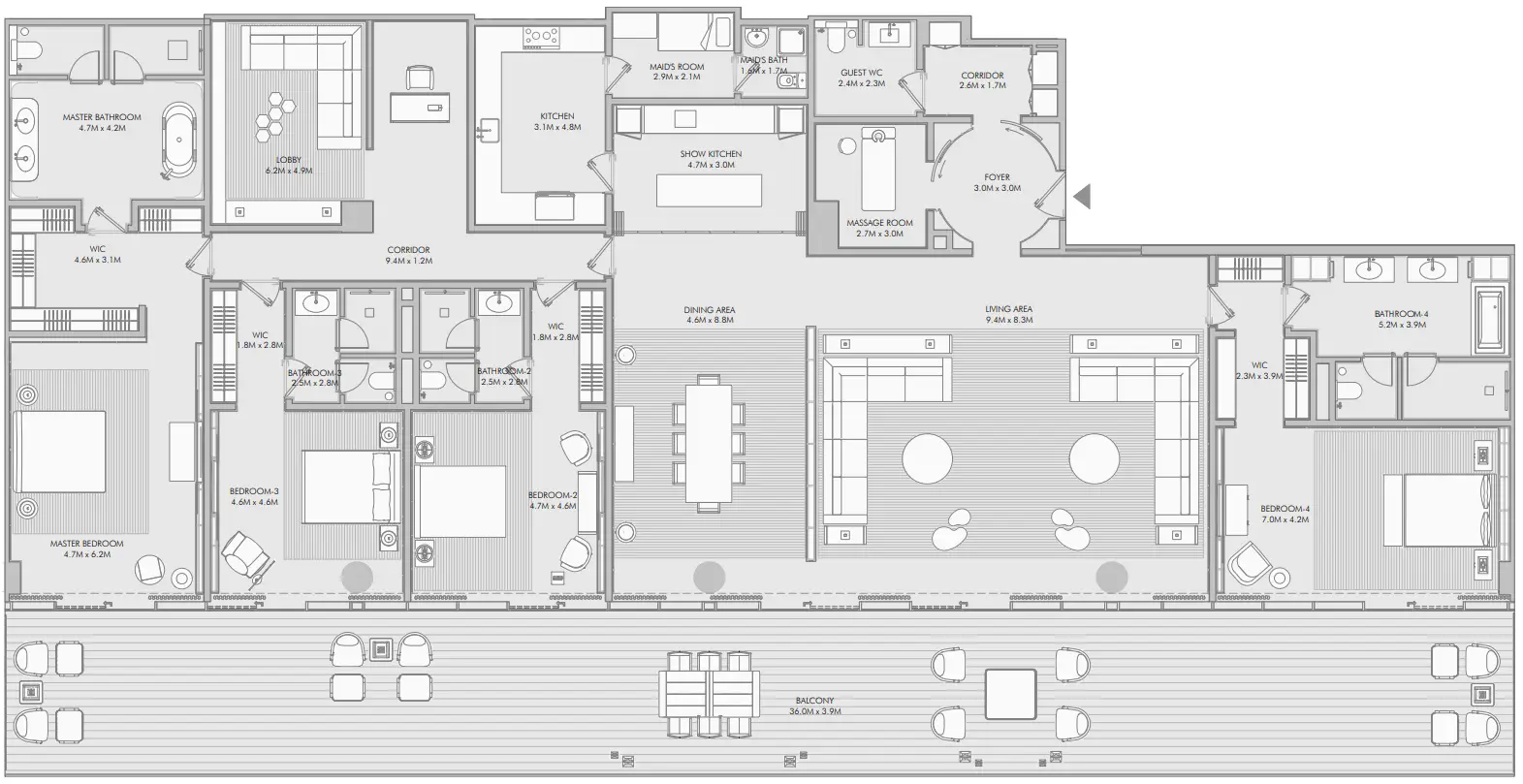 4 BR floor plan