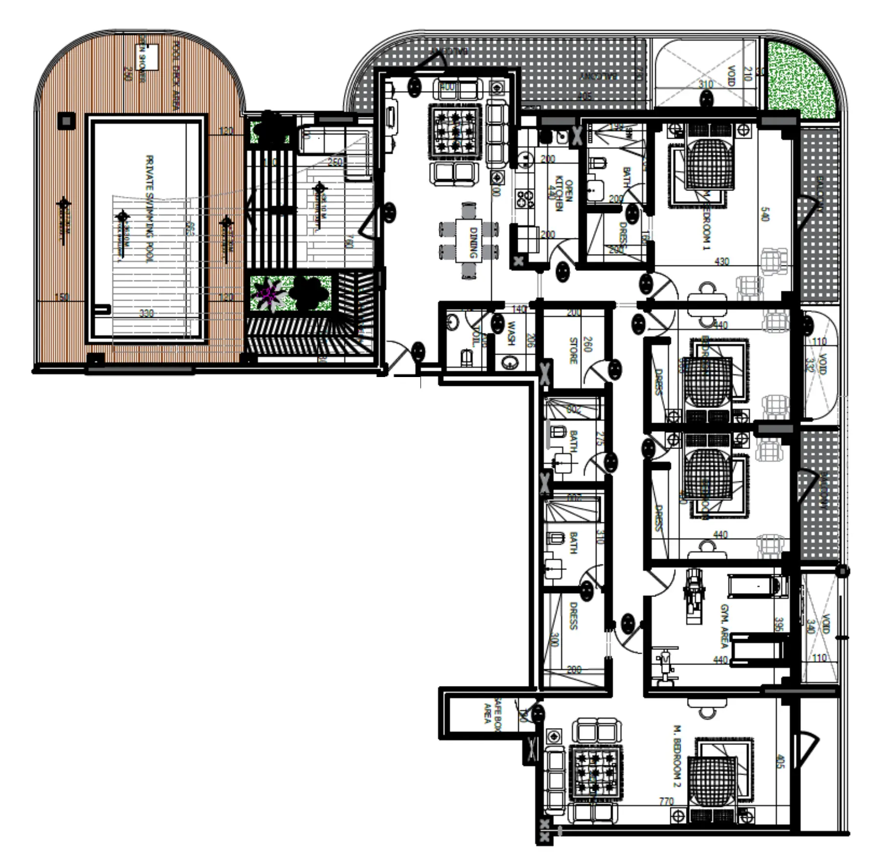 4 BR floor plan