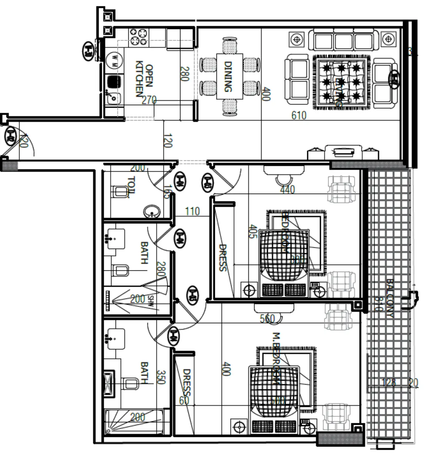 2 BR floor plan