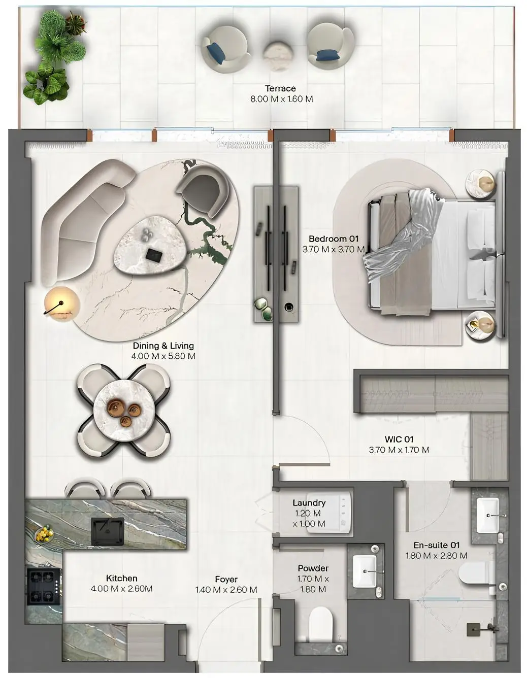 1 BR floor plan