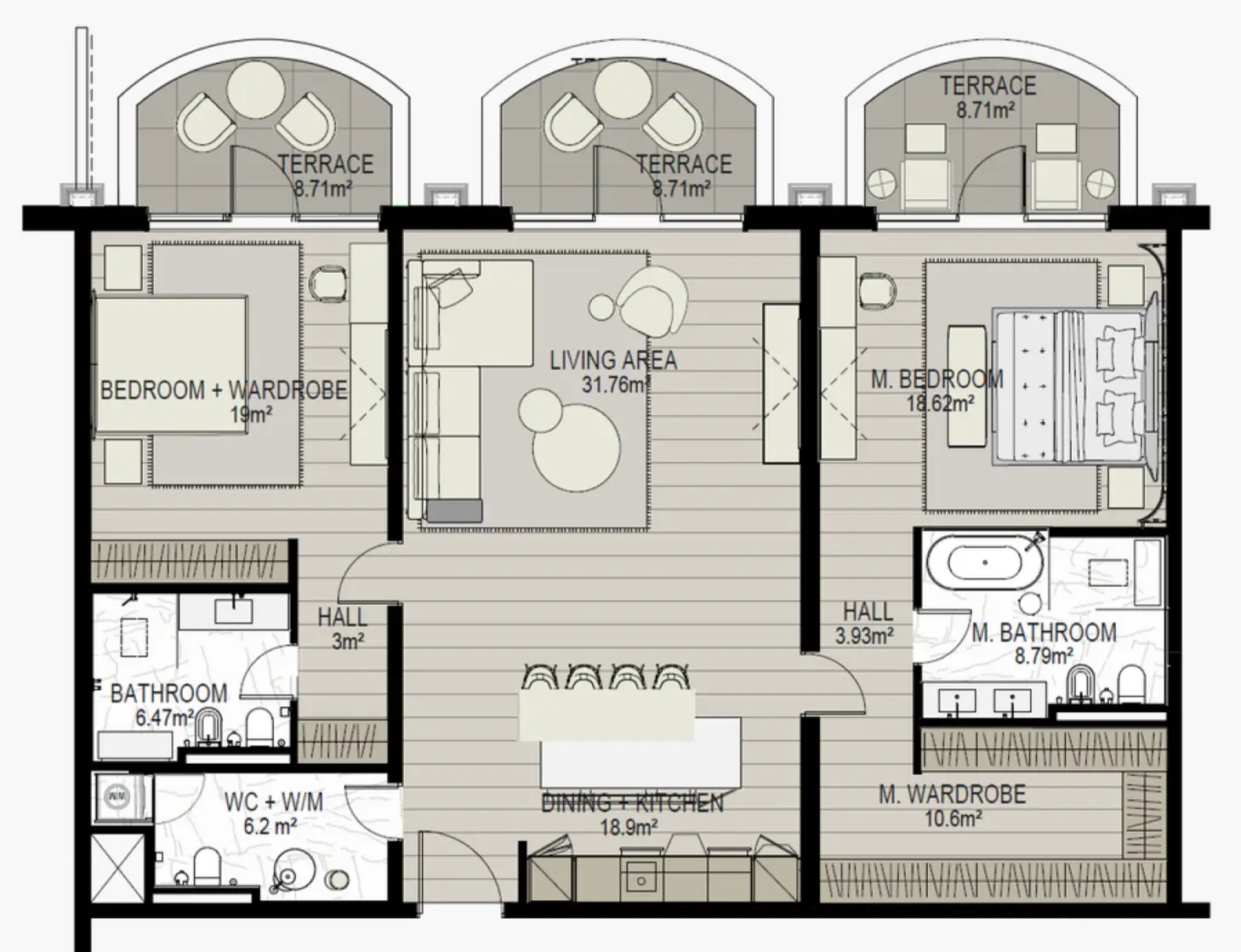 2 BR floor plan