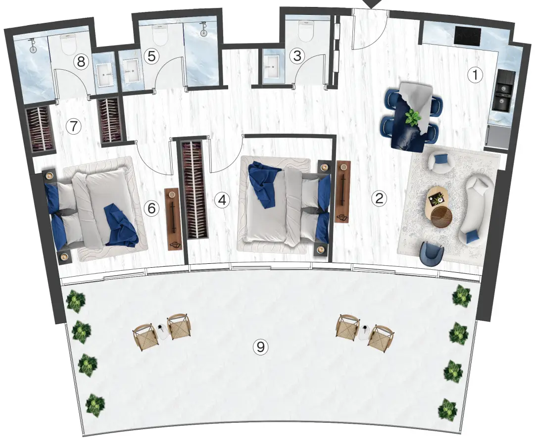 2 BR floor plan