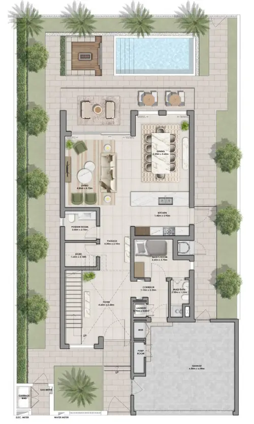 3 BR floor plan