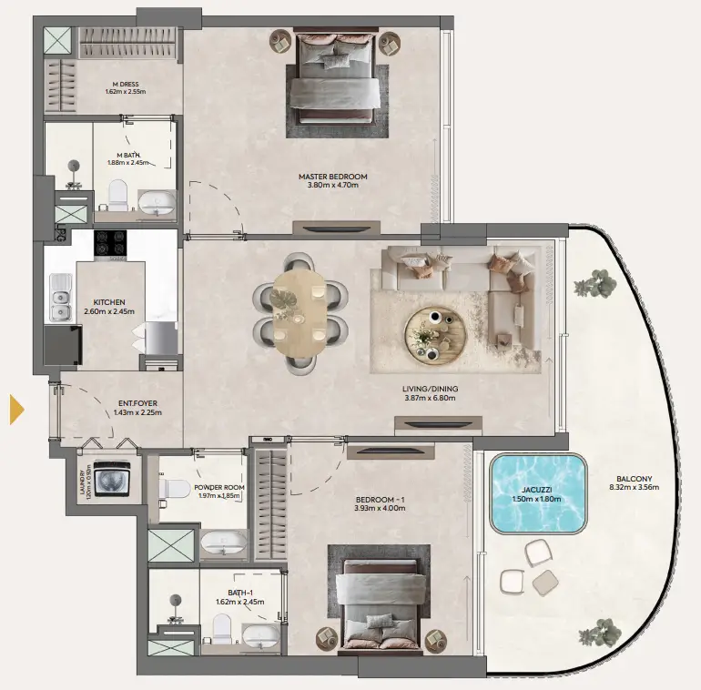 2 BR floor plan