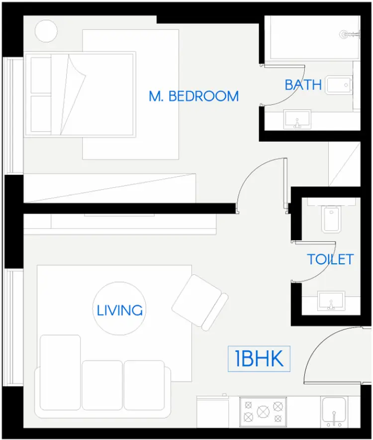 1 BR floor plan