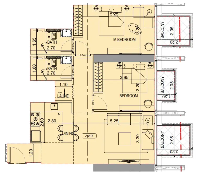2 BR floor plan
