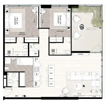 2 BR floor plan