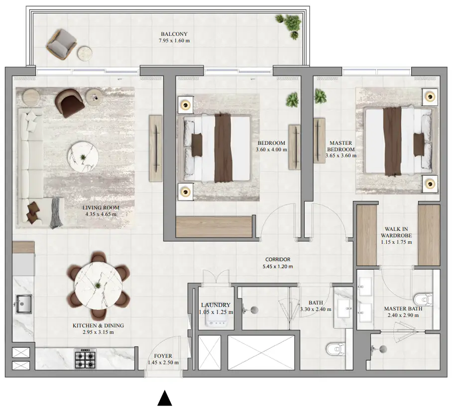 2 BR floor plan