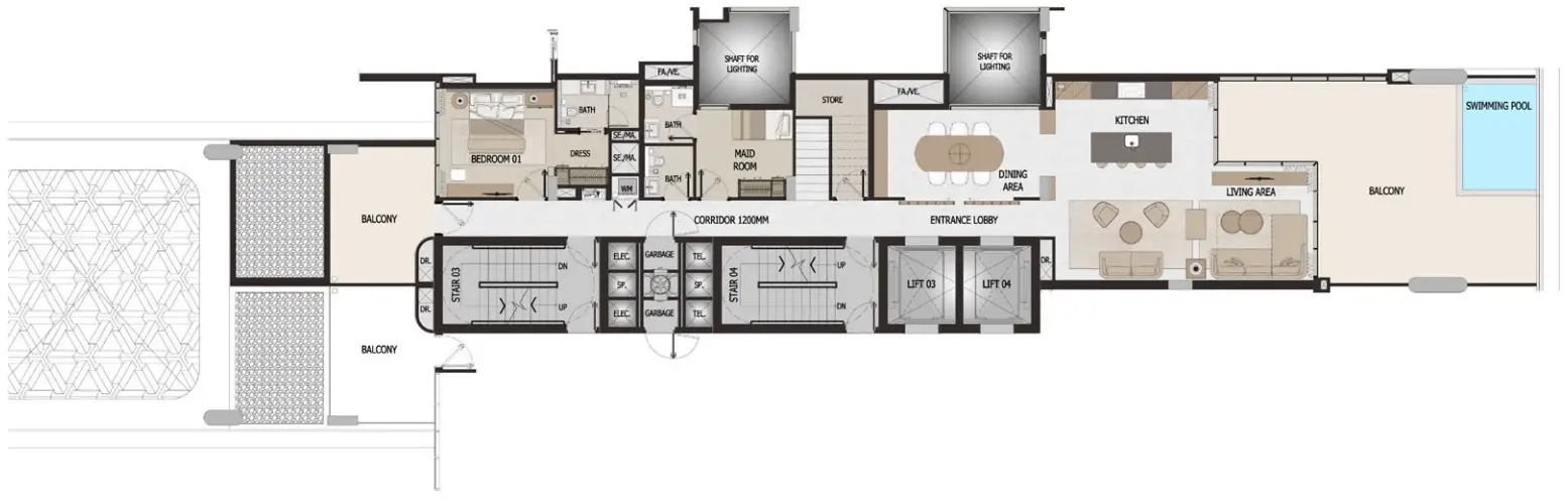4 BR floor plan